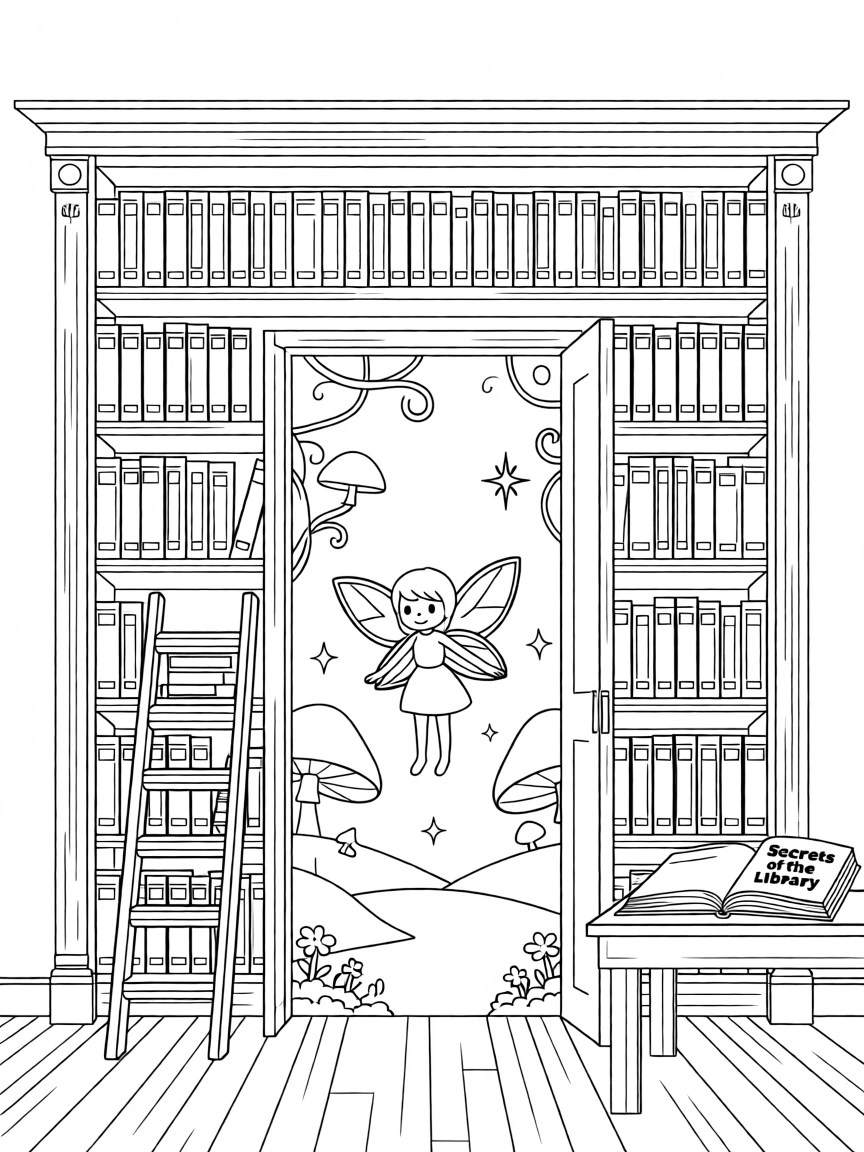 A secret world found behind a bookshelf in an old library