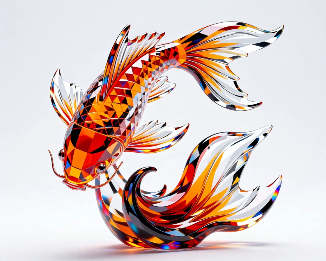 An abstract explosion of vivid ink forming the delicate shape of a koi fish.