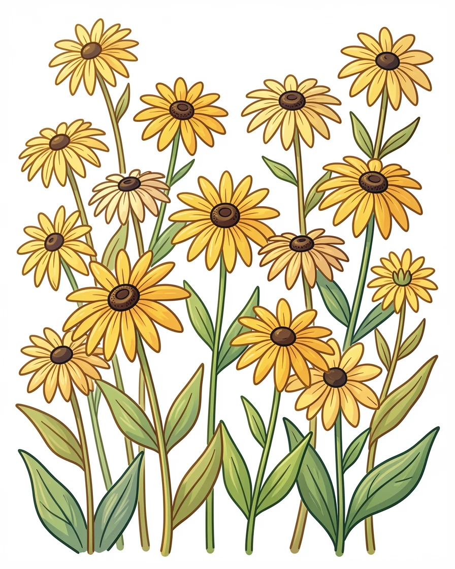 A field of wild black-eyed susans glowing golden in afternoon light.