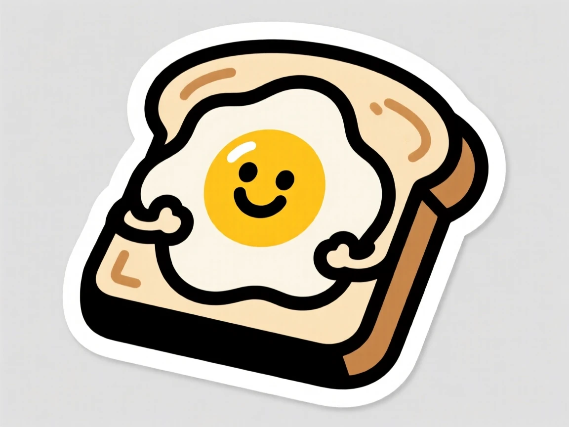 An undeniably heart-melting smiley face made from a fried egg and toast, caught in a perfectly timed adorable pose, the kind of wholesome scene that brightens a day.
