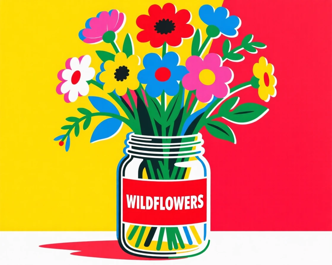 Wildflower bouquet in a mason jar