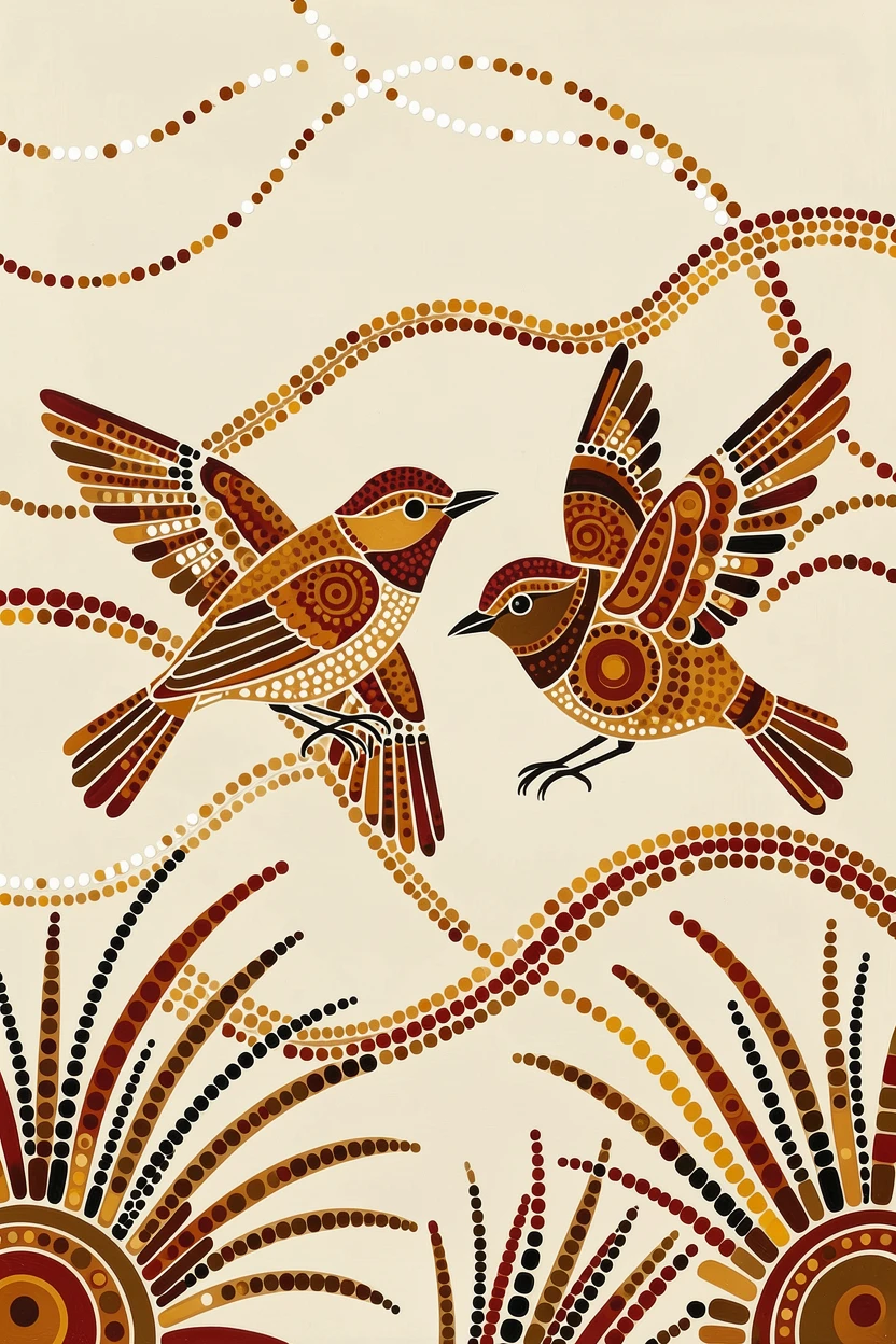 A pair of wrens flying side by side