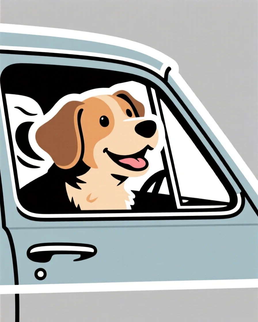 A warmly comforting dog with its head out a car window ears flapping, with an expression that melts hearts instantly, the kind of moment everyone wants to share.