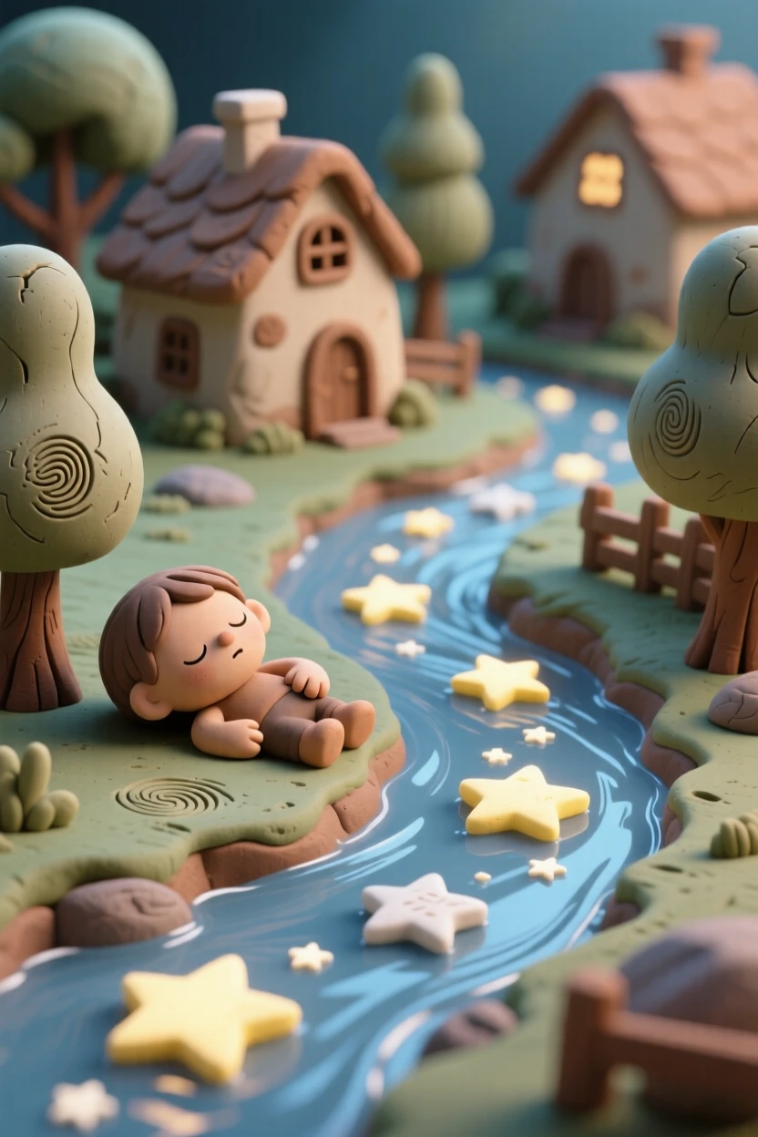 A river of stars flowing gently through a quiet sleeping village