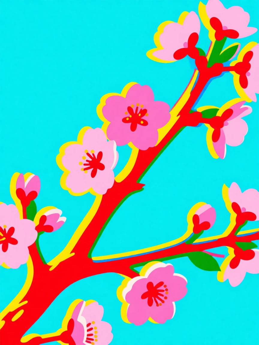 Cherry tree branch against a clear spring sky