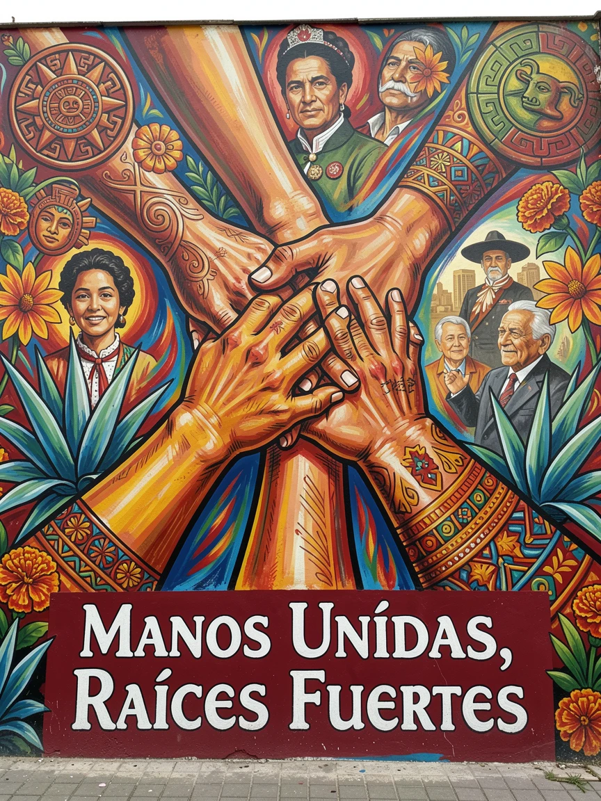 Interlocking hands of different generations holding steady