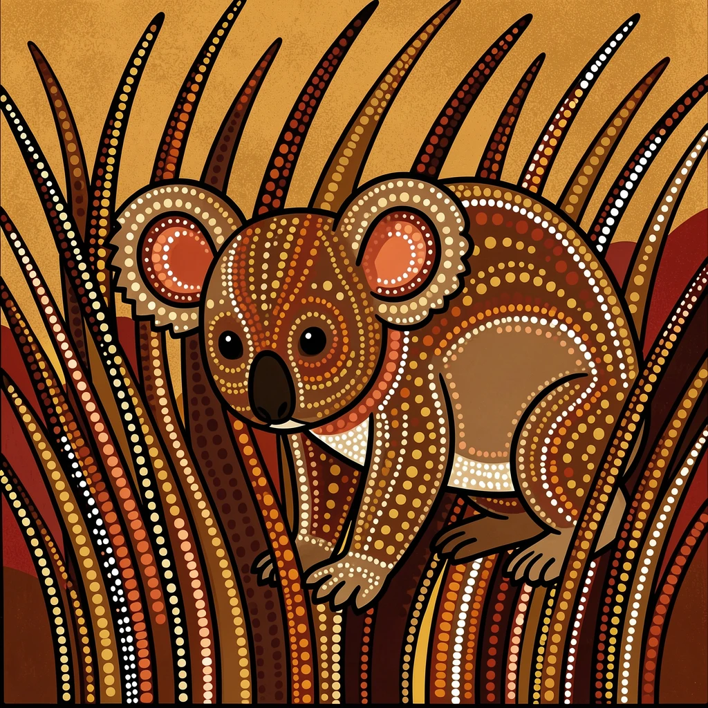 A koala stalking silently through tall grass