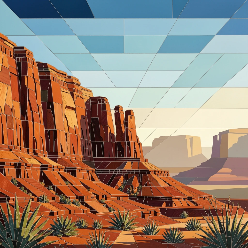 A red rock desert canyon carved by centuries of wind and rain.