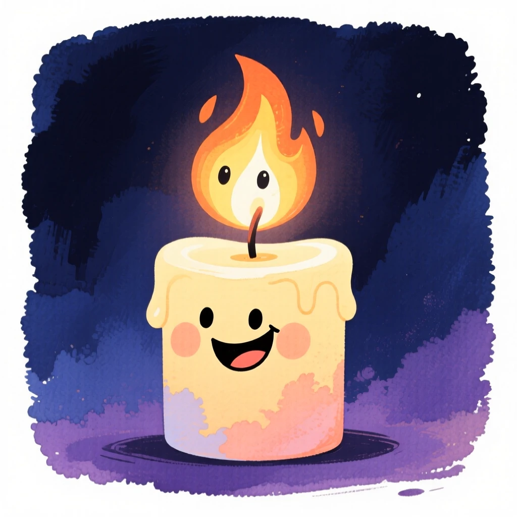 An uplifting, heartwarming moment of a single candle glowing bravely in the darkness