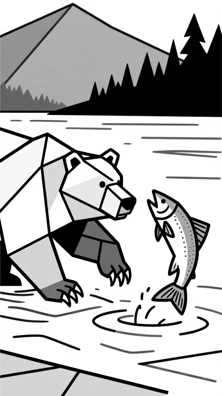 A grizzly bear catching a leaping salmon in a river