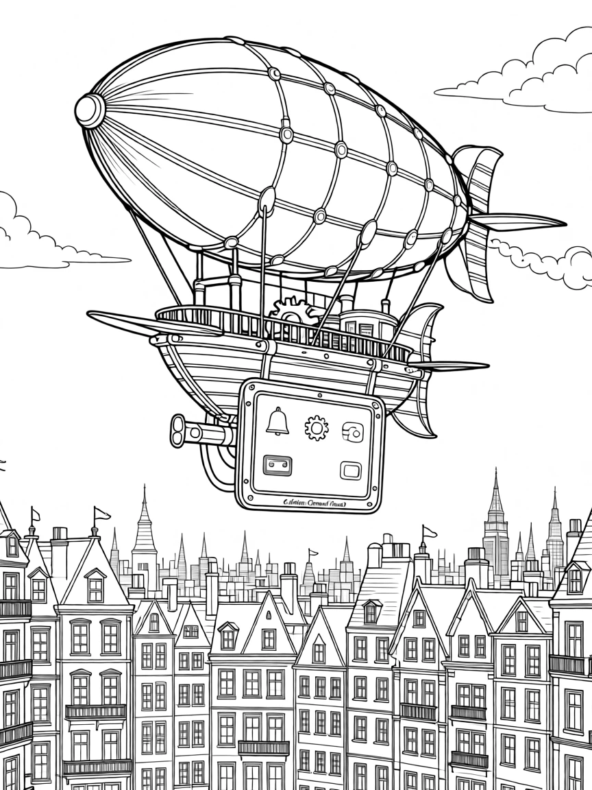 A steampunk airship drifting above a Victorian city skyline, with notification icons subtly glowing on the screen.