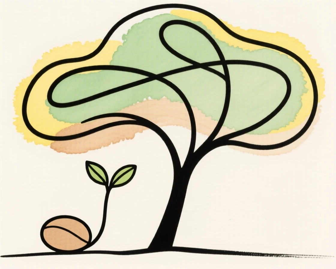 A seed sprouting into a full tree