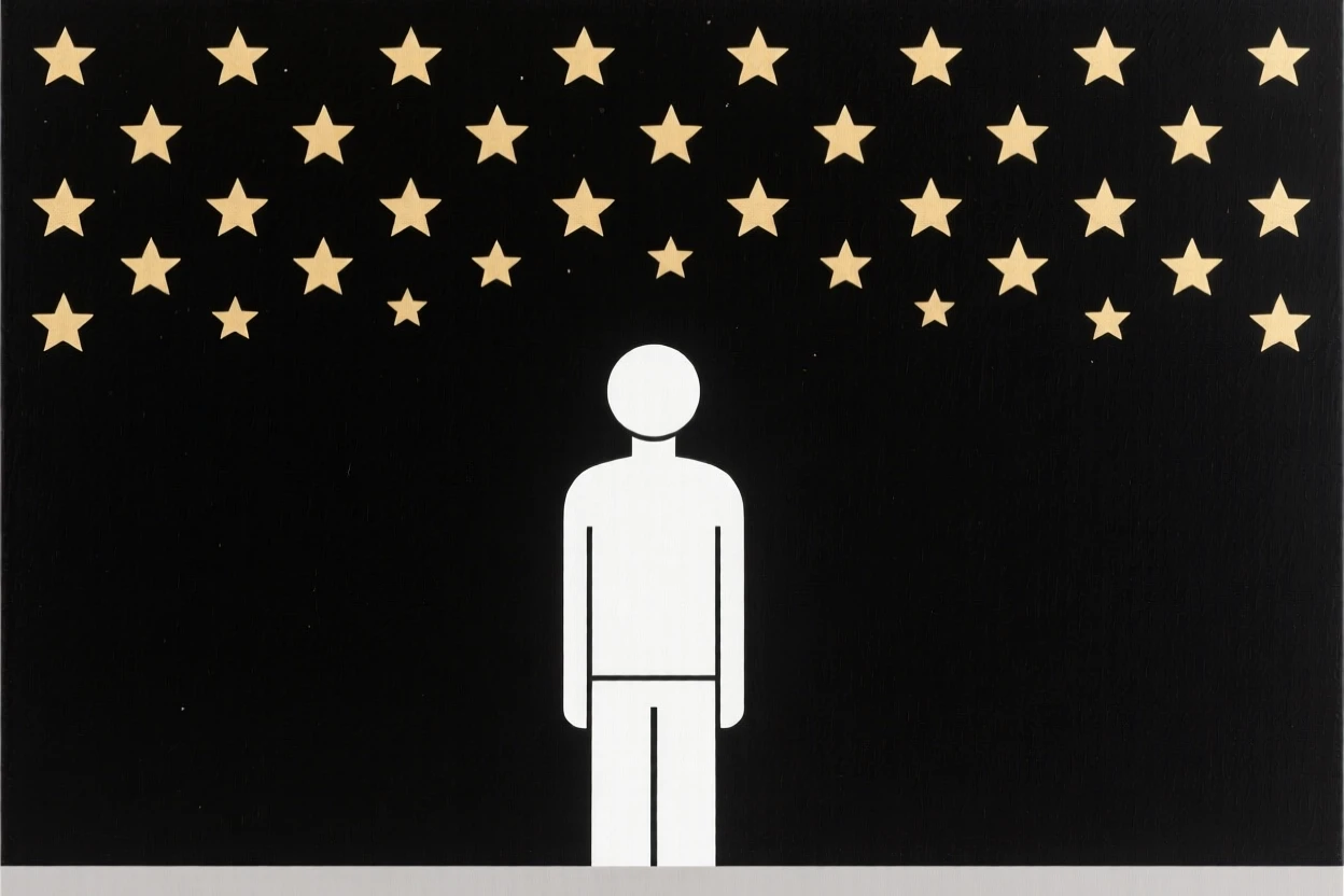 A person standing beneath a canopy of stars