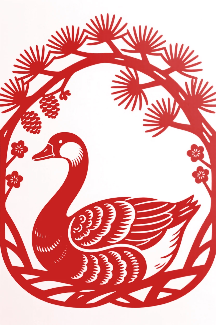 A wild goose, curled up beneath a canopy of pine needles, evoking a sense of quiet renewal.