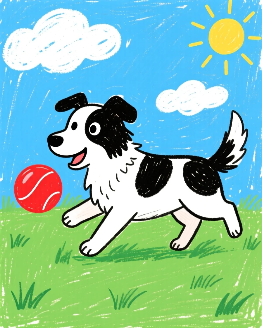 A loyal border collie fetching a rubber ball across the lawn.
