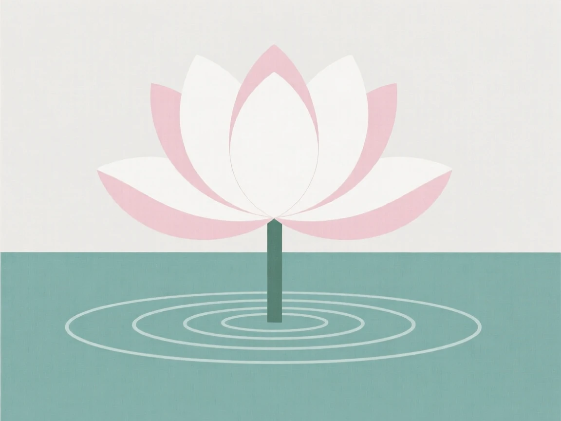 A single lotus flower blooming in still water