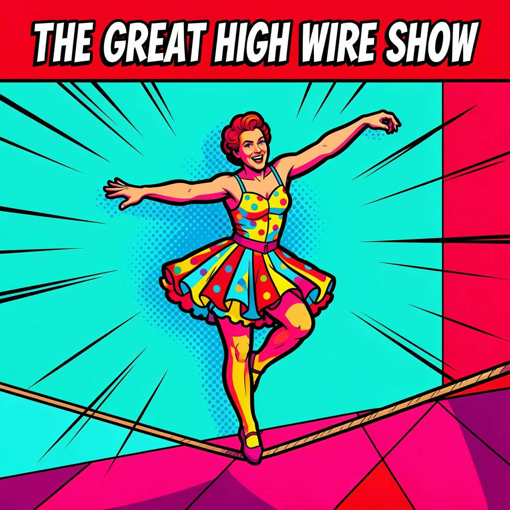 A circus performer balancing gracefully on a tightrope