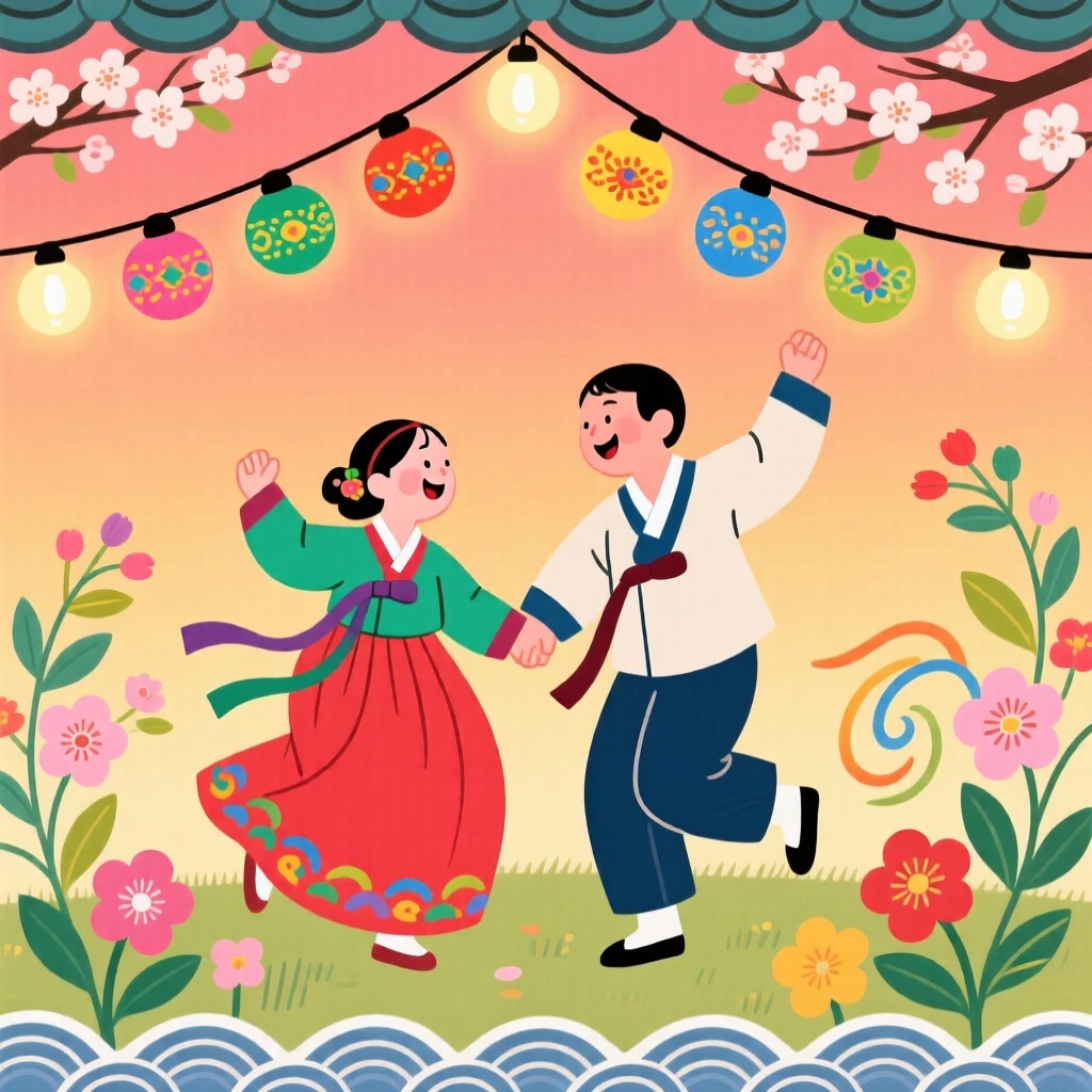 A couple dancing together beneath a canopy of string lights on a warm spring afternoon.