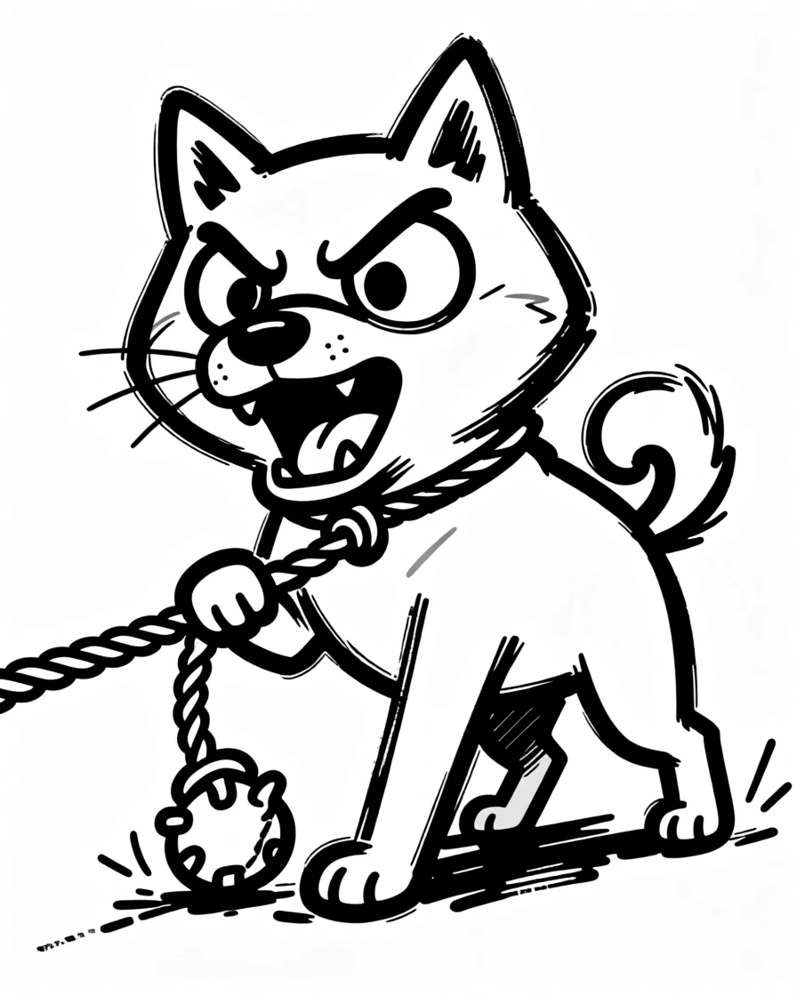 A shiba inu playing tug of war with a rope toy, back paws braced and determined.