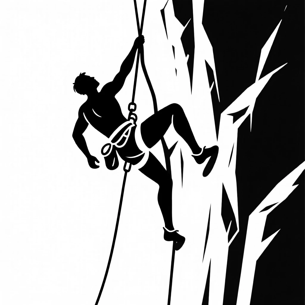 A rock climber scaling a sheer cliff face.