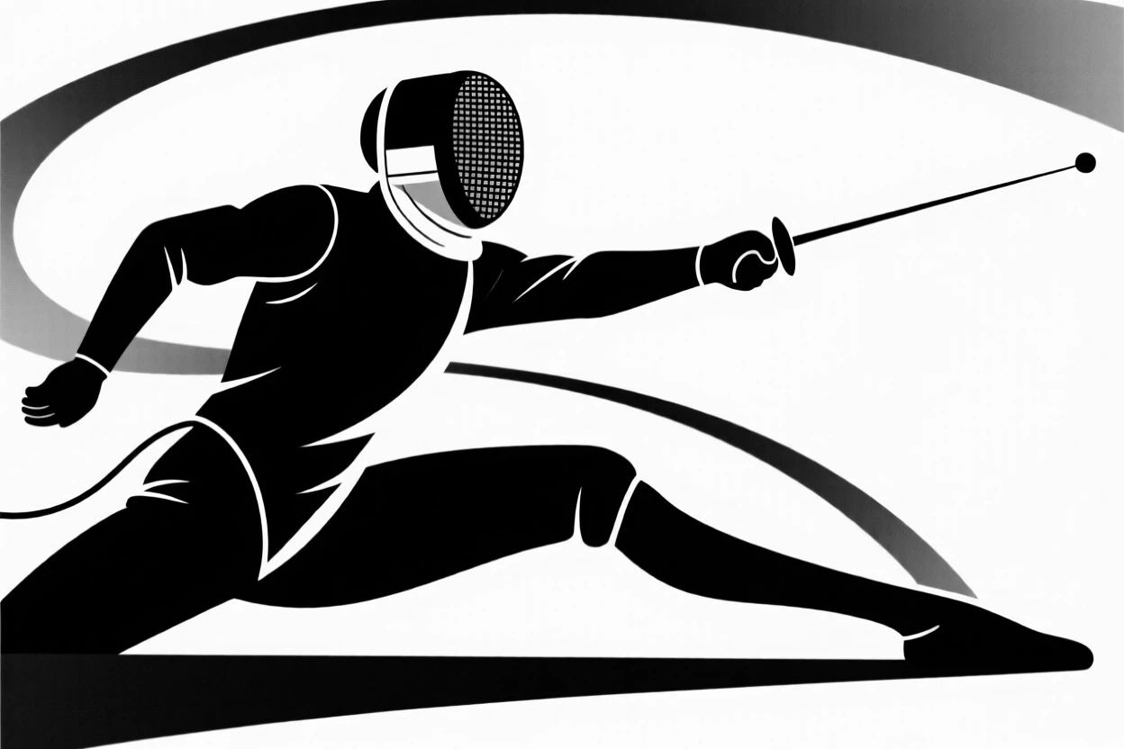 A fencer lunging during a match.