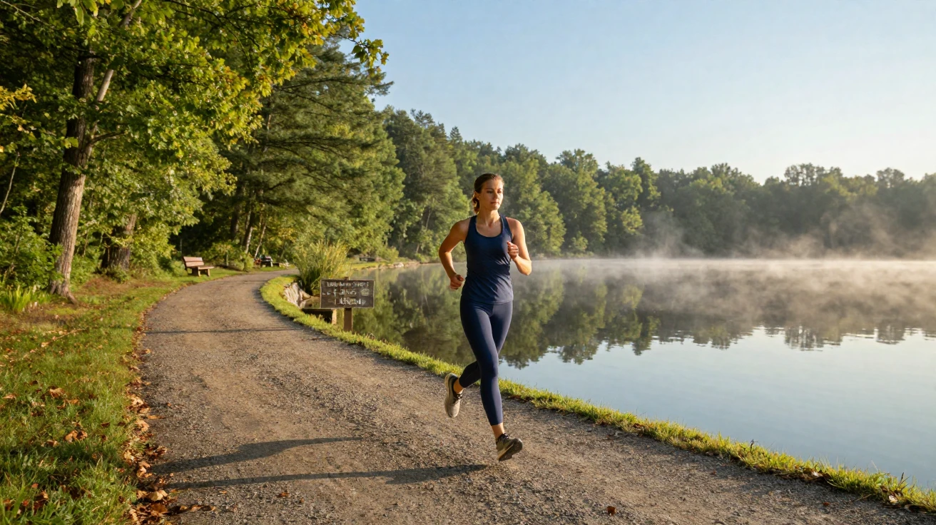 A morning run along a quiet lakeside path