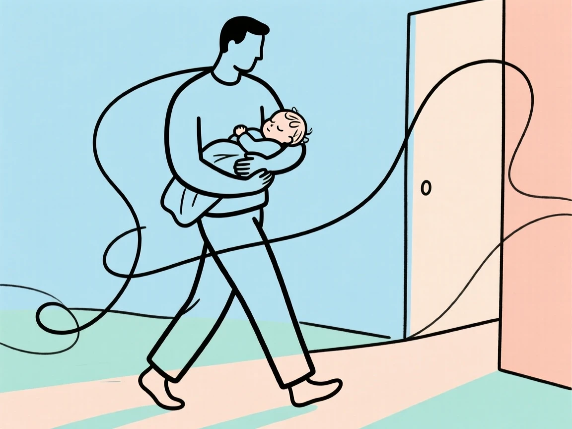 A father carrying his sleeping child home