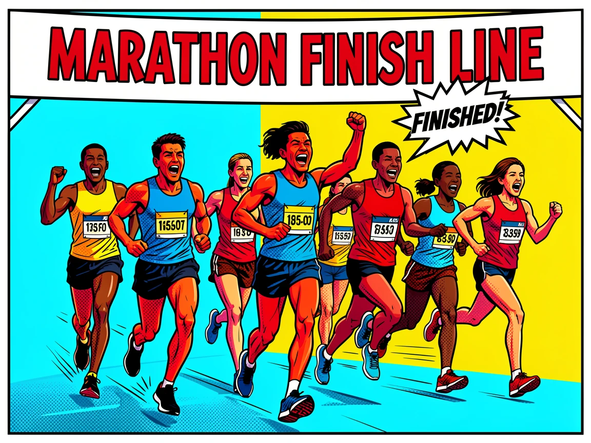 Runners crossing the finish line of a marathon