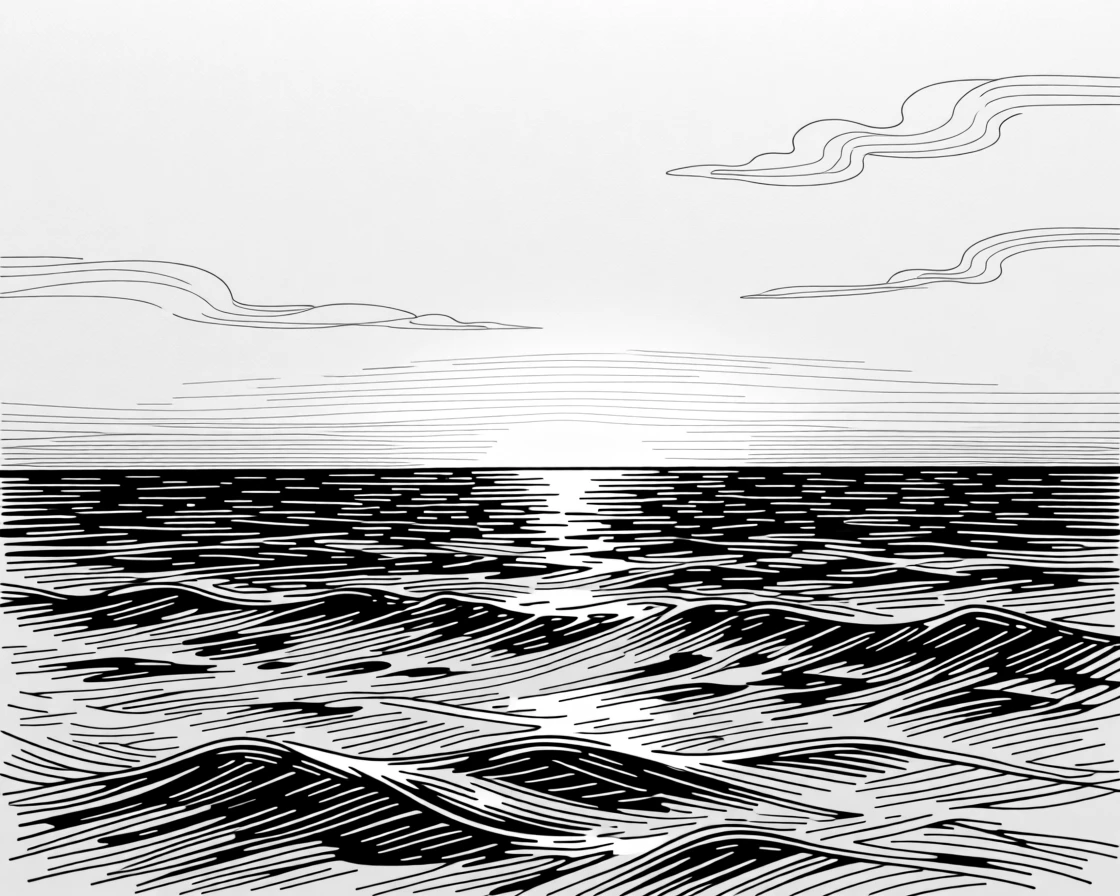 A glowing horizon where the sea meets the sky at first light.