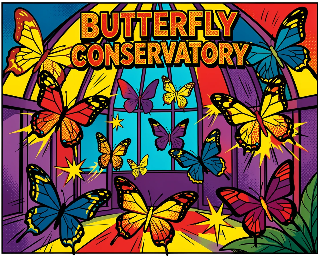 A butterfly conservatory filled with fluttering wings