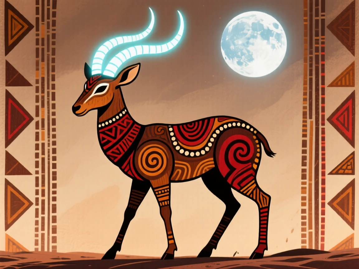 A mythical antelope with horns that glow under moonlight.