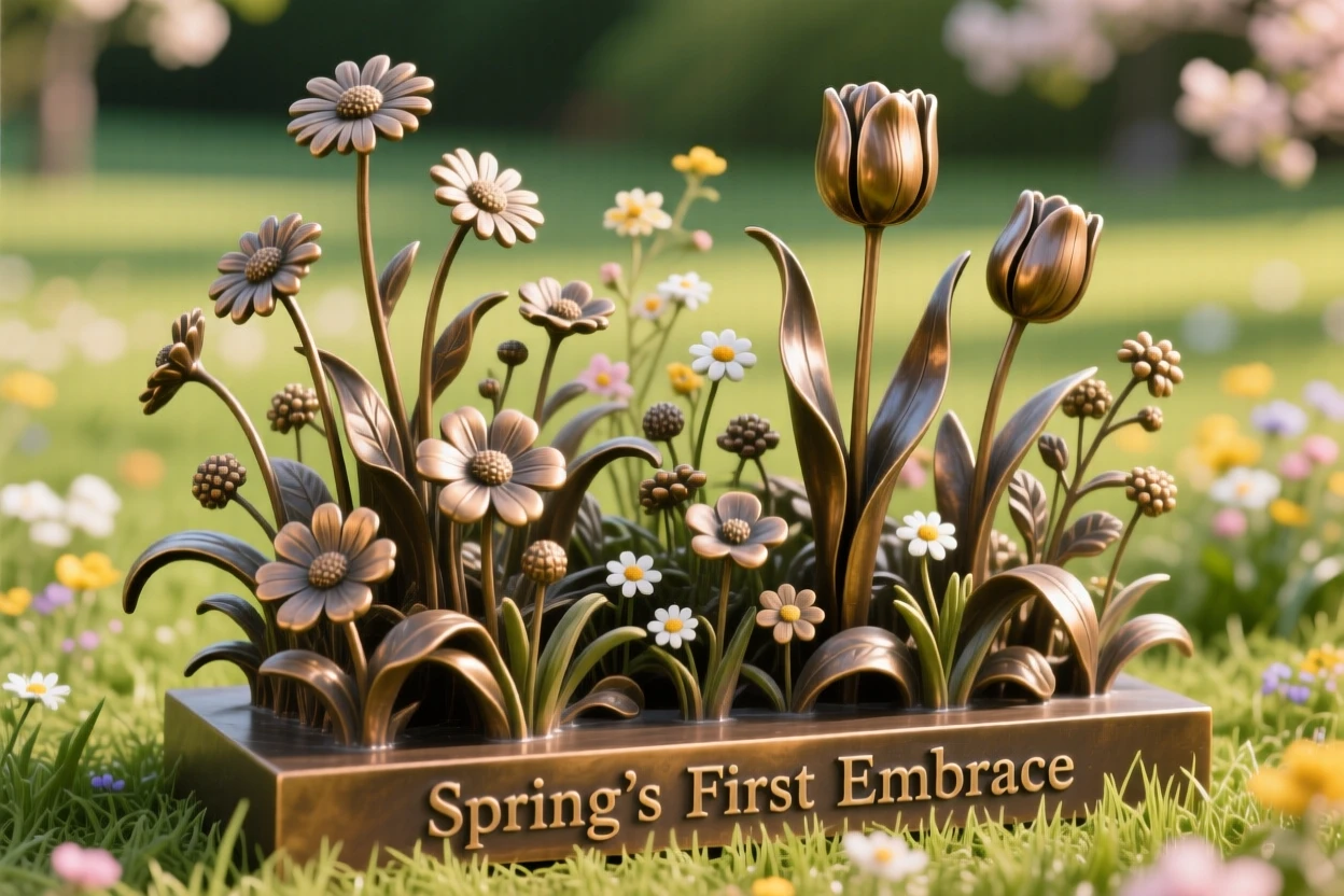 A spring meadow bursting with the season's first blossoms, capturing the mood and atmosphere of the season in rich, immersive detail
