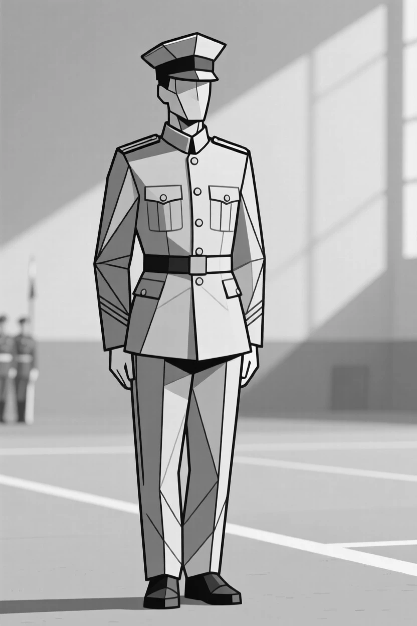 A soldier standing at attention in dress uniform