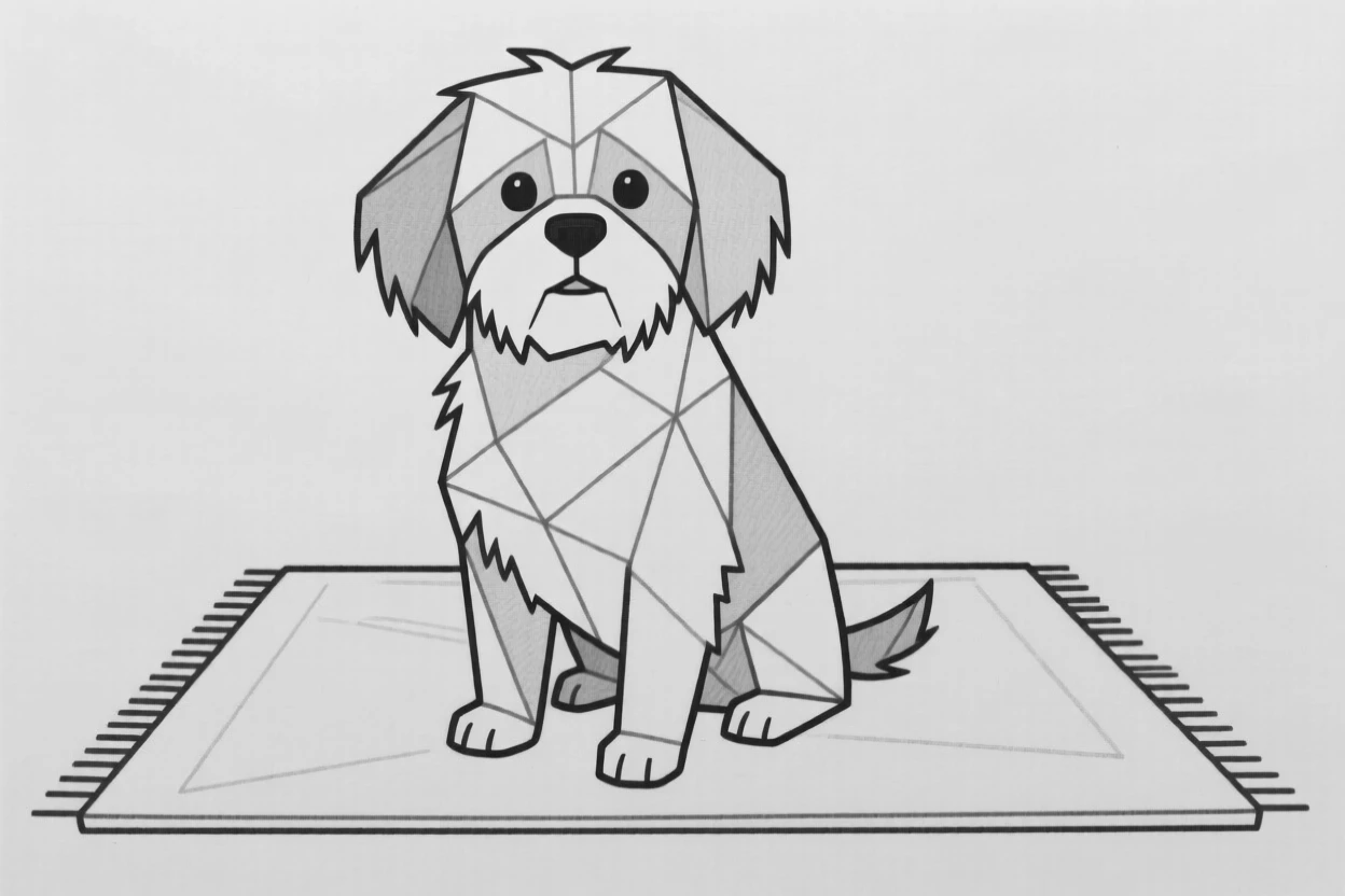A Shih Tzu with a fresh haircut sitting on a rug
