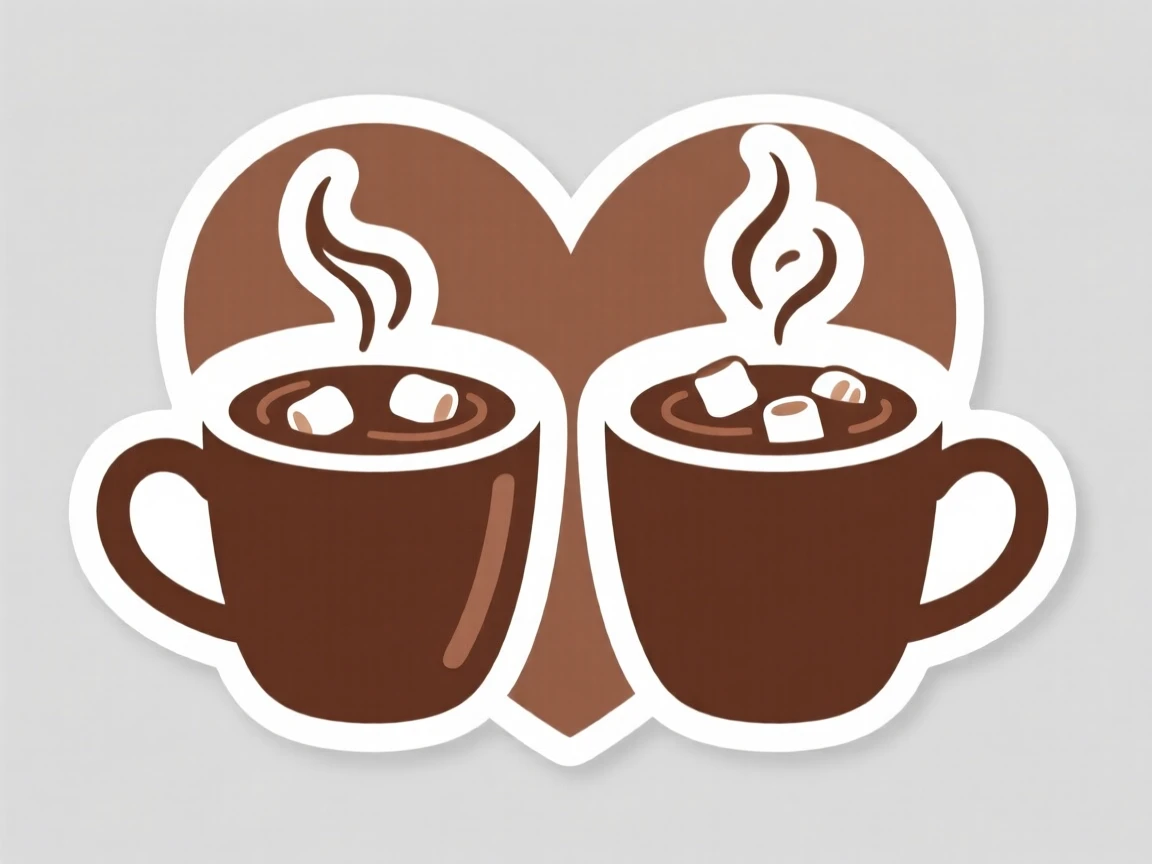 An irresistibly wholesome two mugs of cocoa forming a heart shape when placed together, captured in a candid, feel-good moment, the kind of wholesome scene that brightens a day.