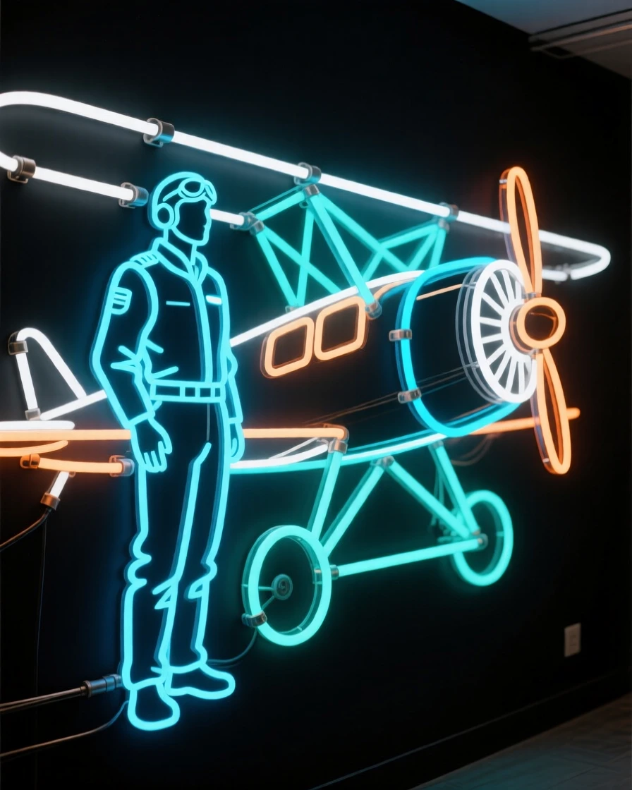 A pilot standing confidently beside a small propeller plane.