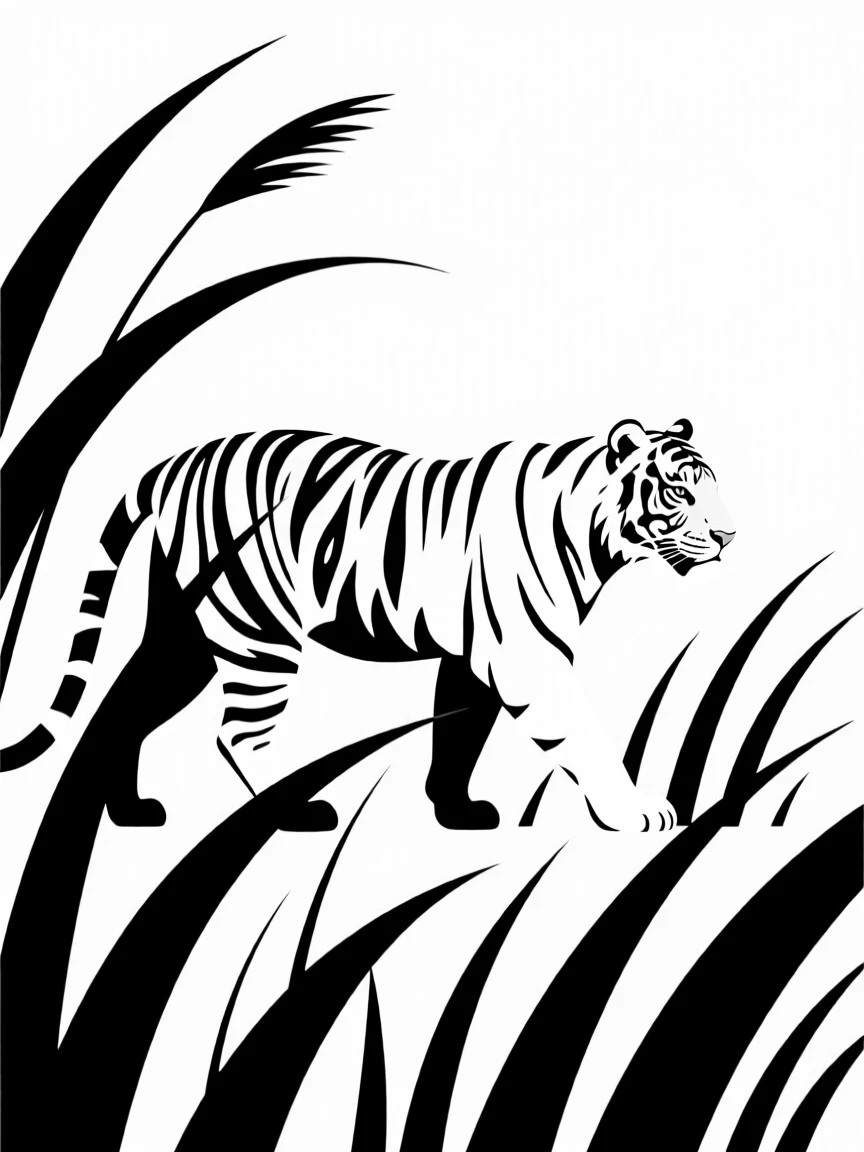 A bengal tiger walking through tall golden grass.