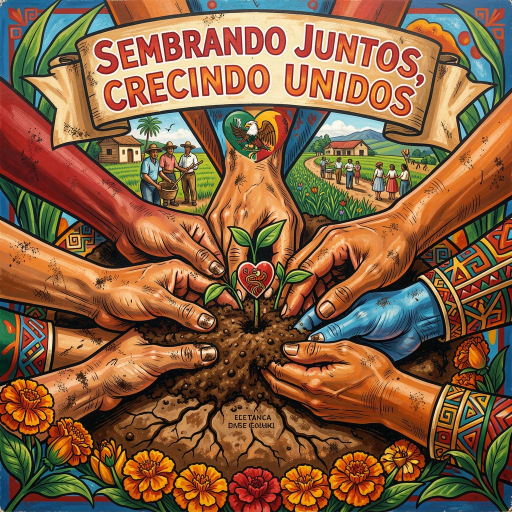A group of diverse hands planting seeds together in fresh soil