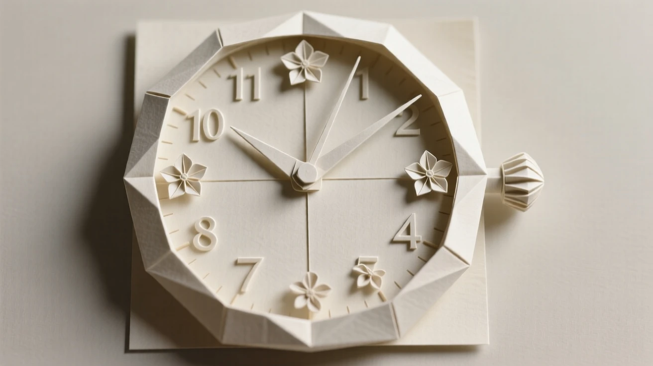 A pocket watch face where the numbers are replaced by tiny blooming flowers.