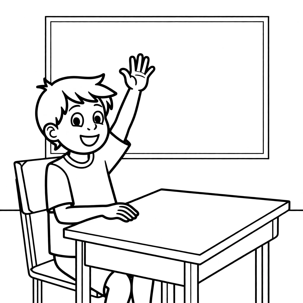 A child raising their hand eagerly to answer a question