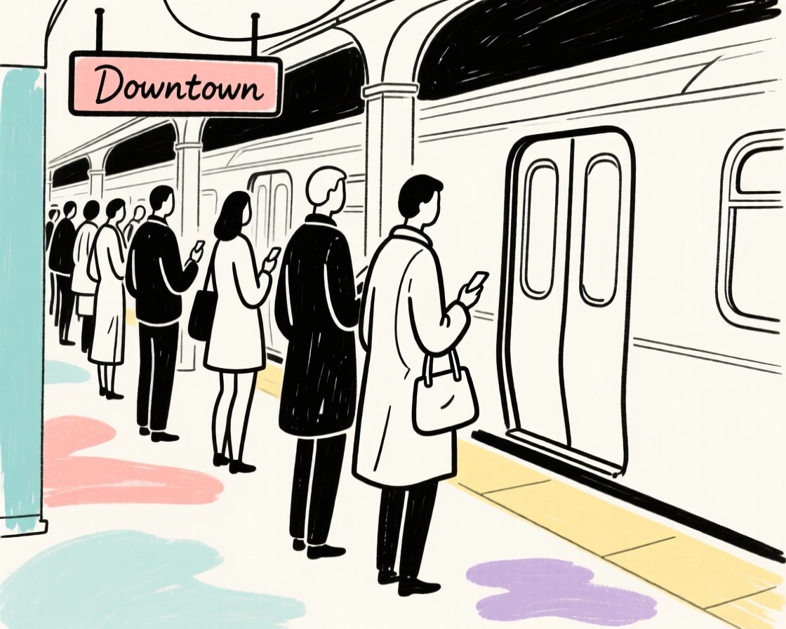 A crowded subway platform at rush hour