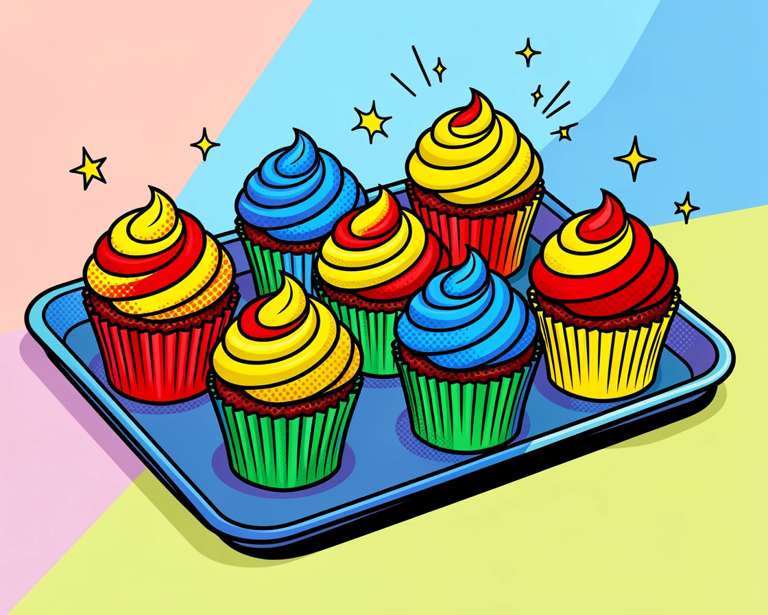 A tray of swirl-frosted cupcakes