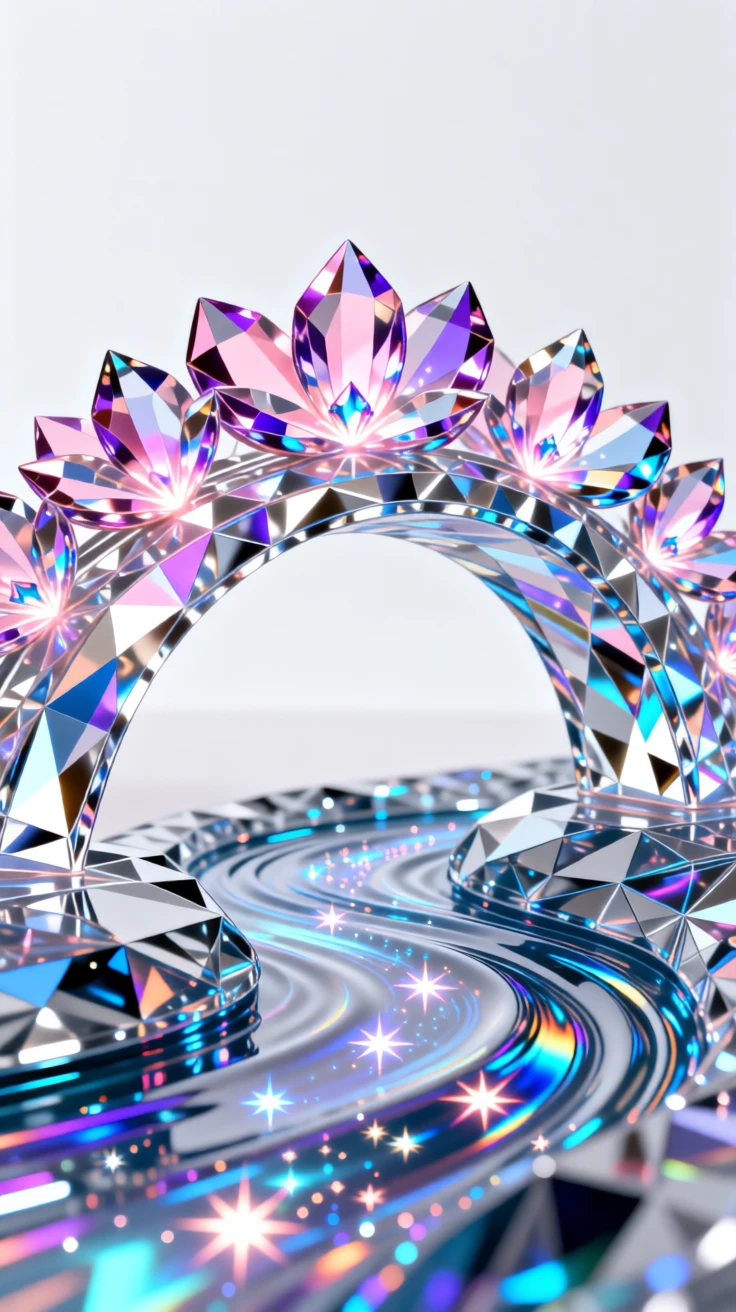 A surreal bridge of glowing petals spanning a river of liquid starlight.