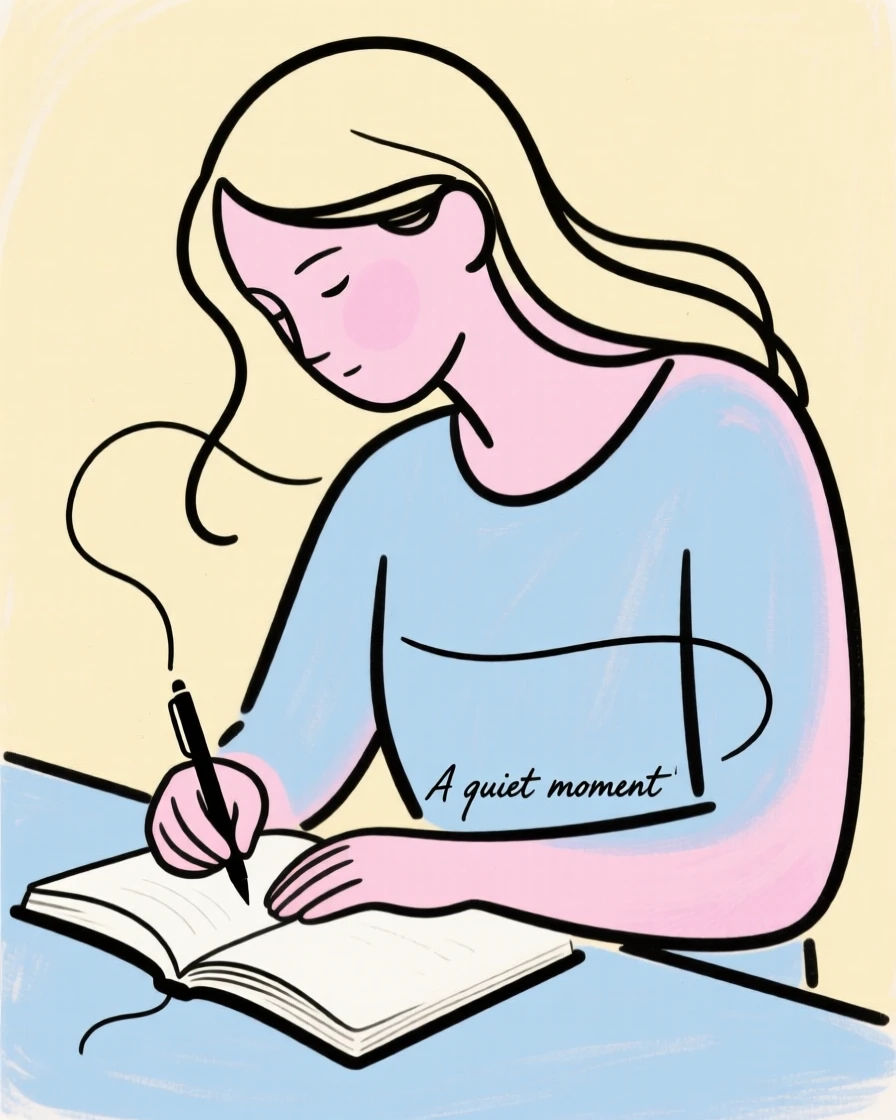 A quiet moment of a person journaling