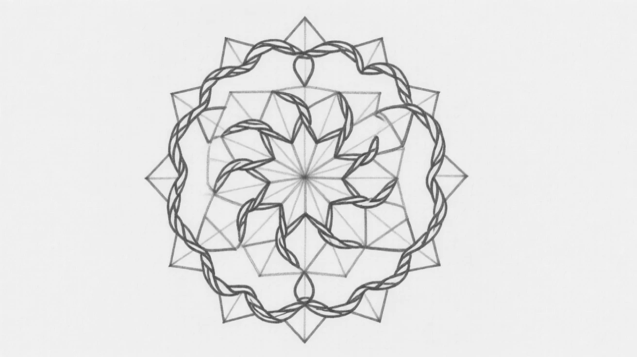 A circular mandala featuring interwoven vine patterns