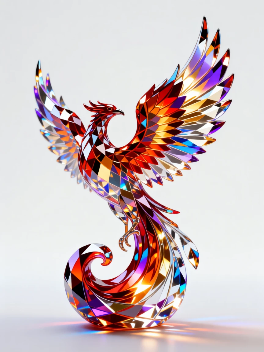 An abstract swirl of iridescent smoke forming the silhouette of a soaring phoenix wing.