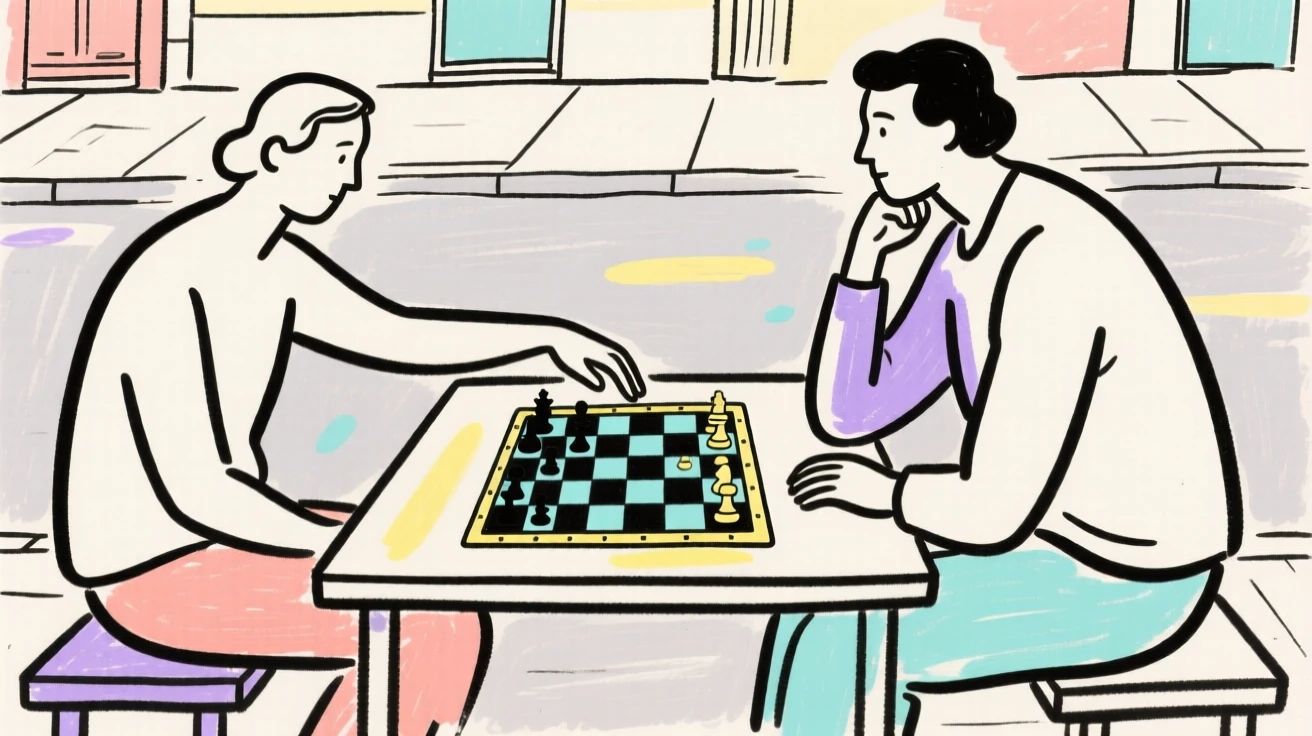 A street chess match between strangers