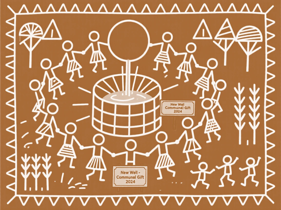 A community celebrating the completion of a new well.