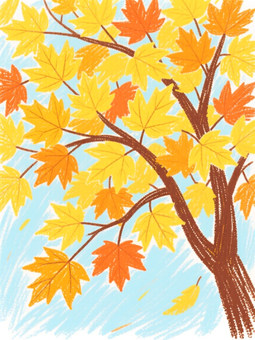A canopy of golden maple leaves glowing in afternoon light.