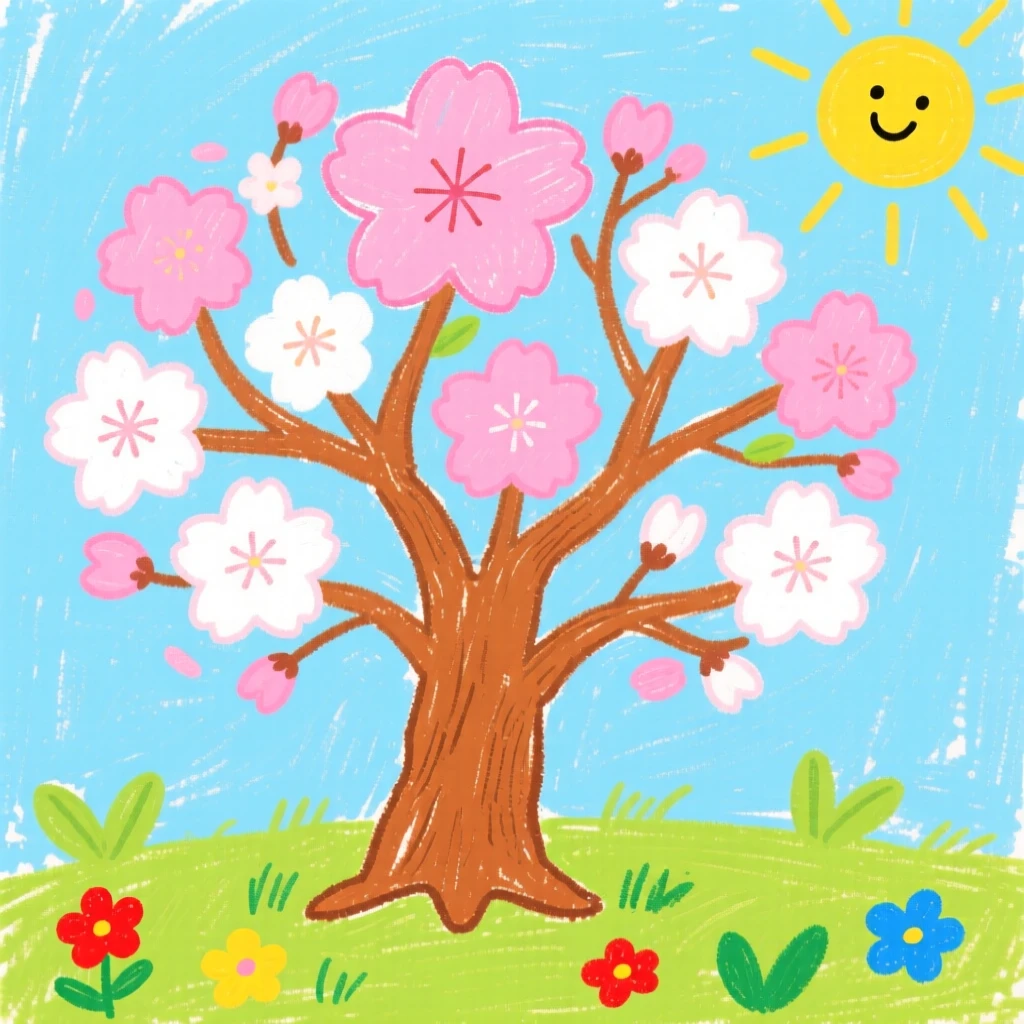 A cherry blossom tree in full bloom.